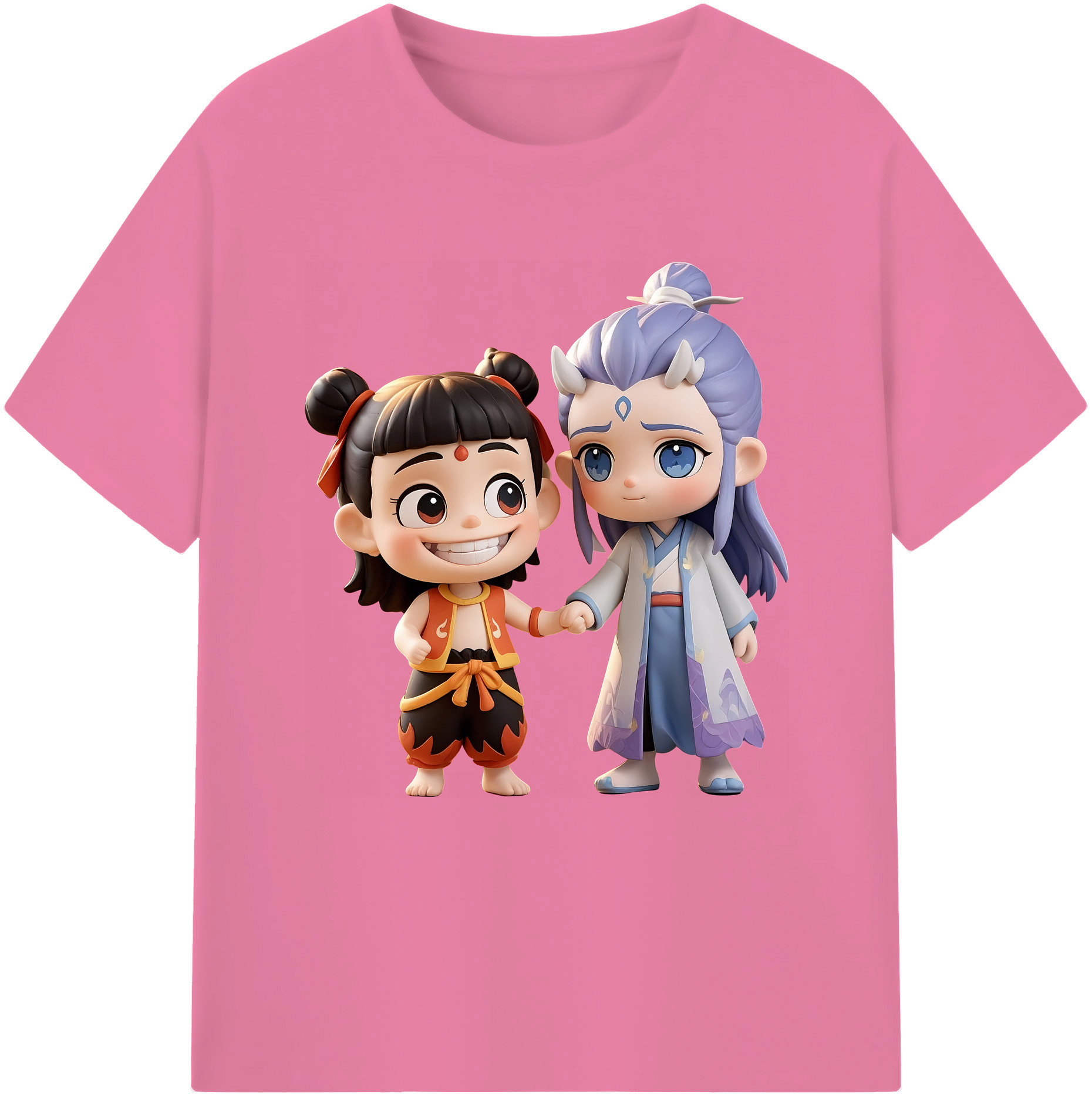 （画像用） Ne Zha 2 ナタ 魔童の大暴れ 綿100％半袖Tシャツ（フロントプリント）